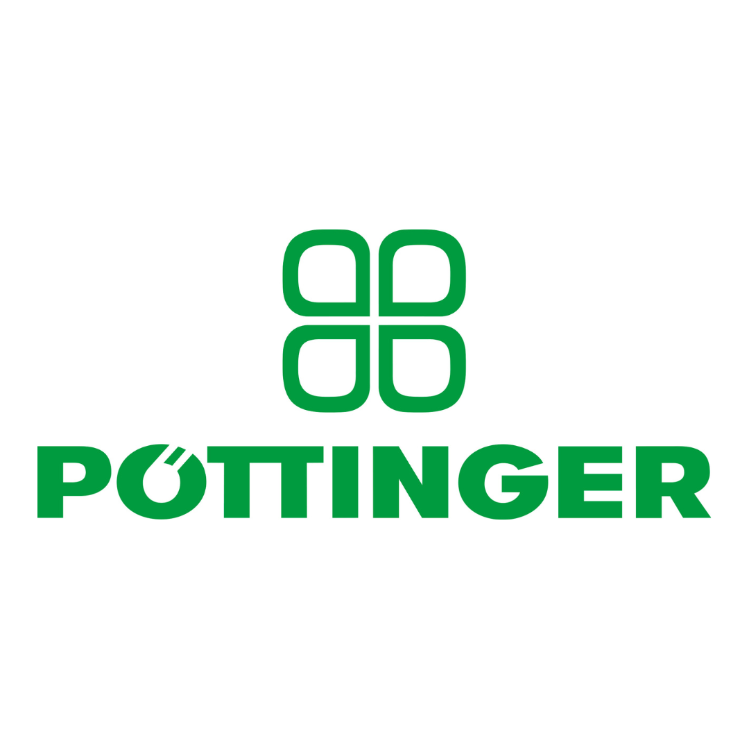 Pottinger logo, representing a leading brand in innovative agricultural machinery and equipment, carried by RA West for reliable hay and forage solutions.