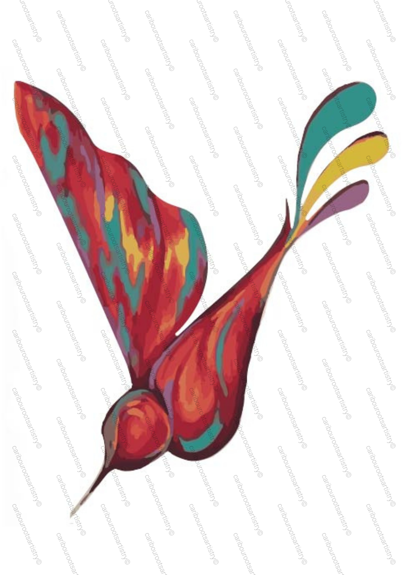 Vibrant Hummingbird Digital Print