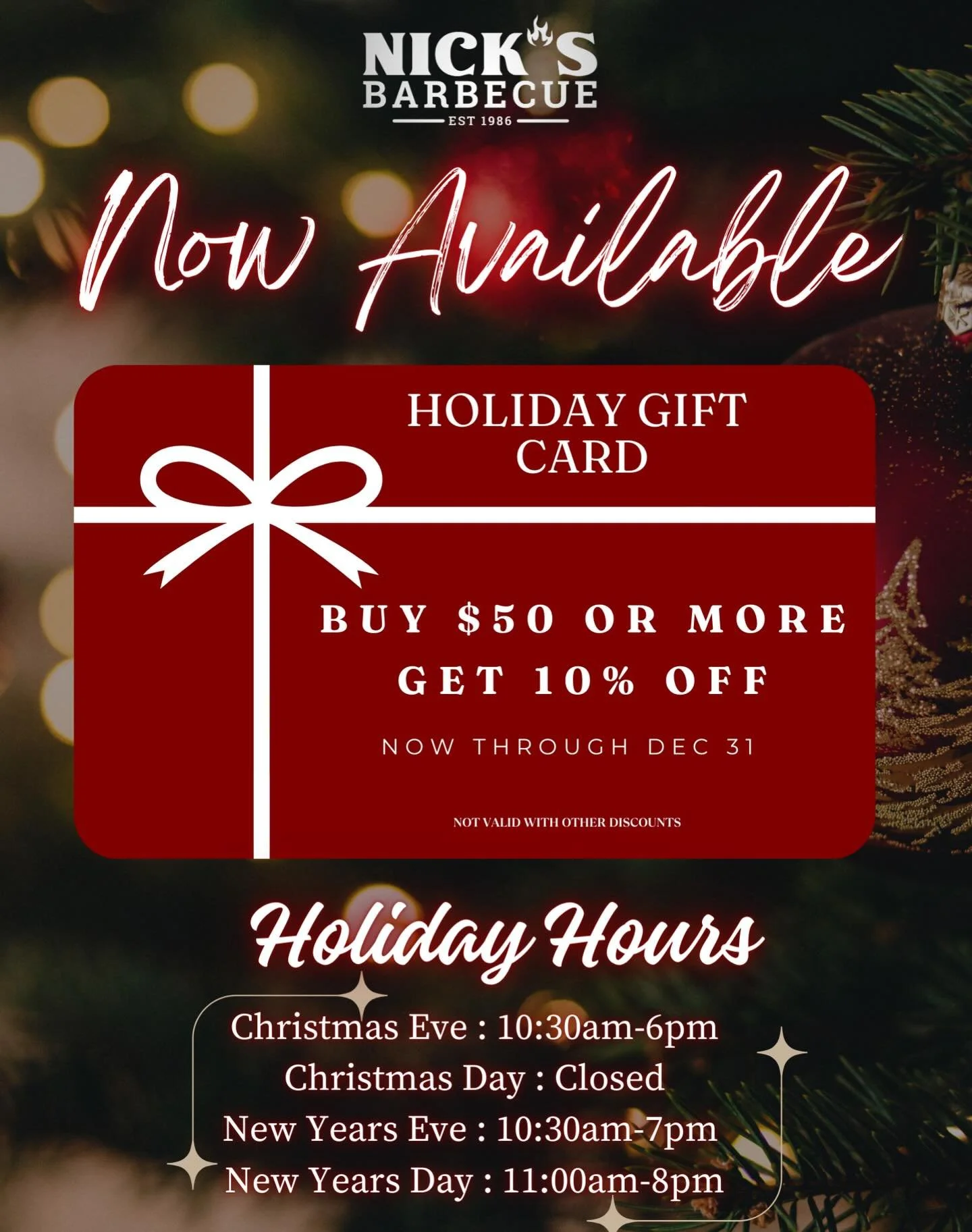✨Holiday Gift Cards &amp; Hours ✨