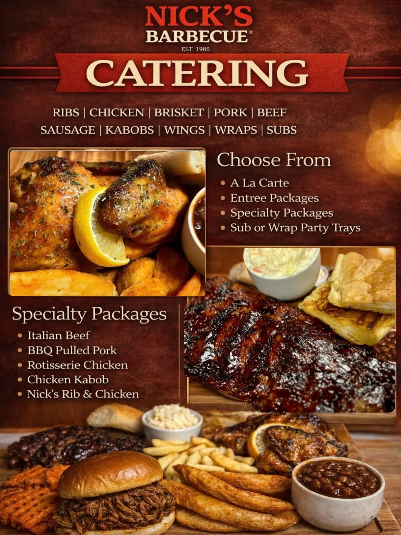 Check out our full catering menu at nicksbbq.com‼️