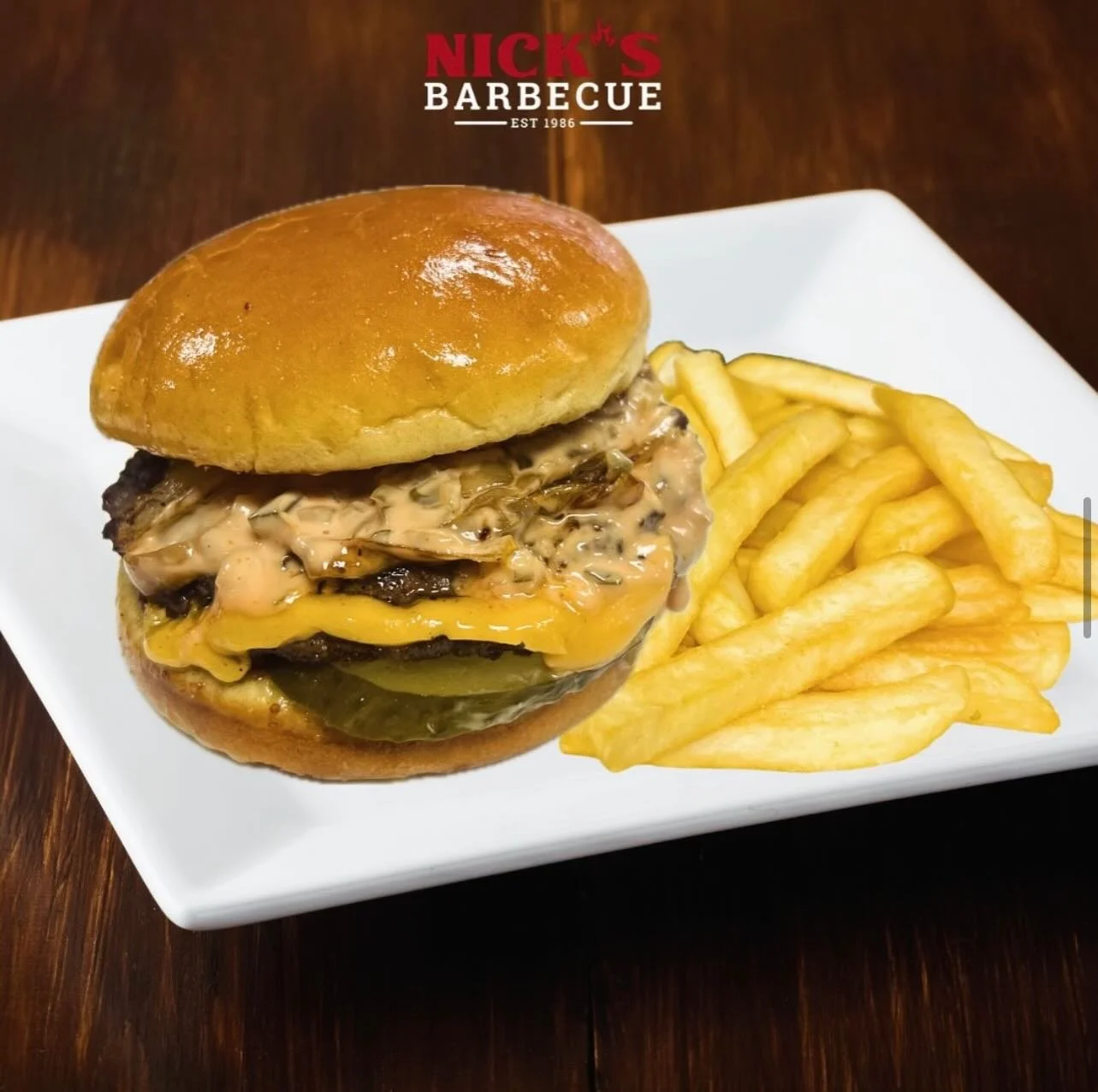 Big Nicky &amp; Fries on special this month‼️
&bull;
&bull;
#nicks #bbq #ribs #burger #fries chicago chifood chifoodie burbank alsip tinleypark homerglen