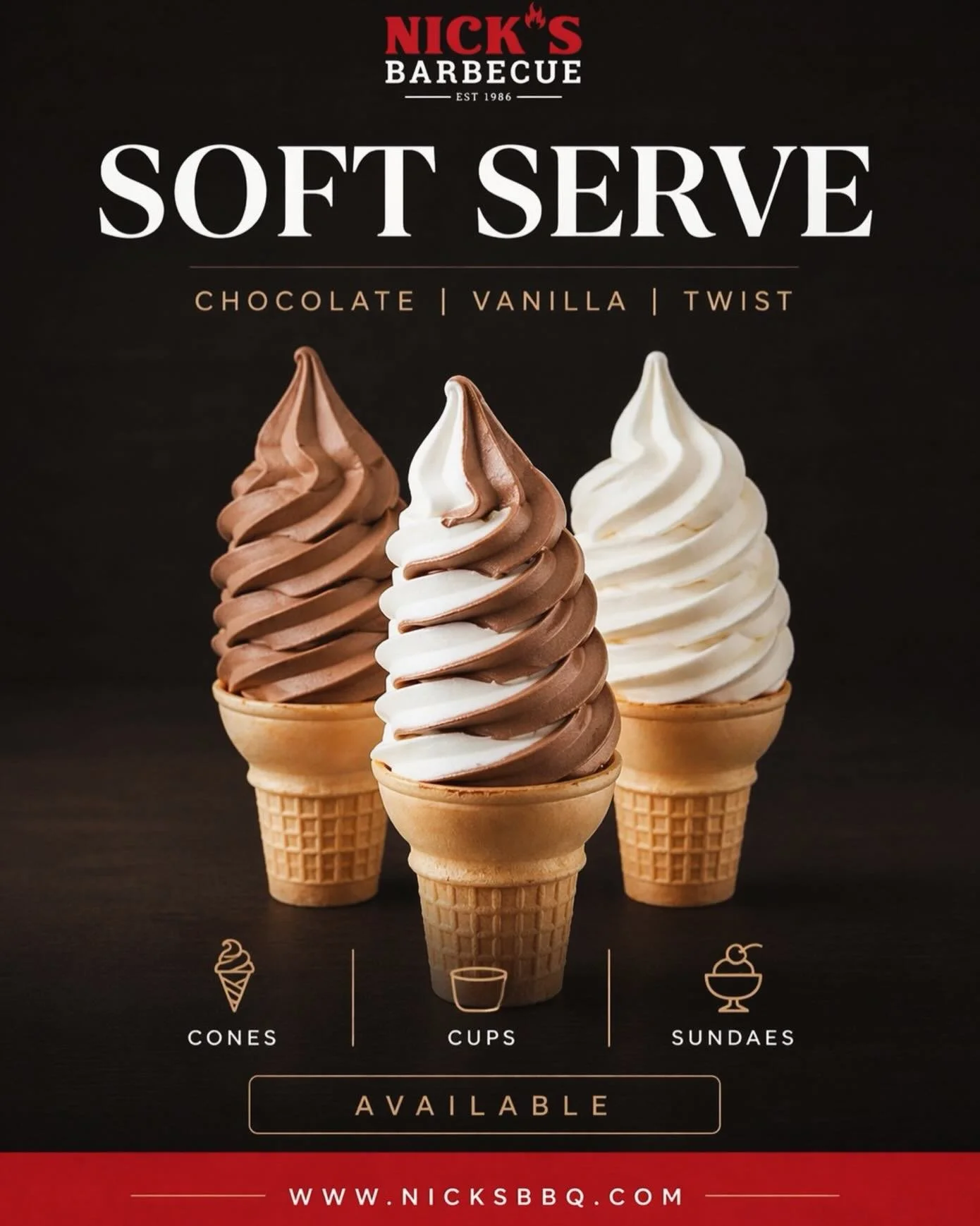 SOFT SERVE SEASON IS OFFICIALLY HERE‼️ 
&bull;
&bull;
#nicksbbq #burbank #alsip #tinleypark #homerglen