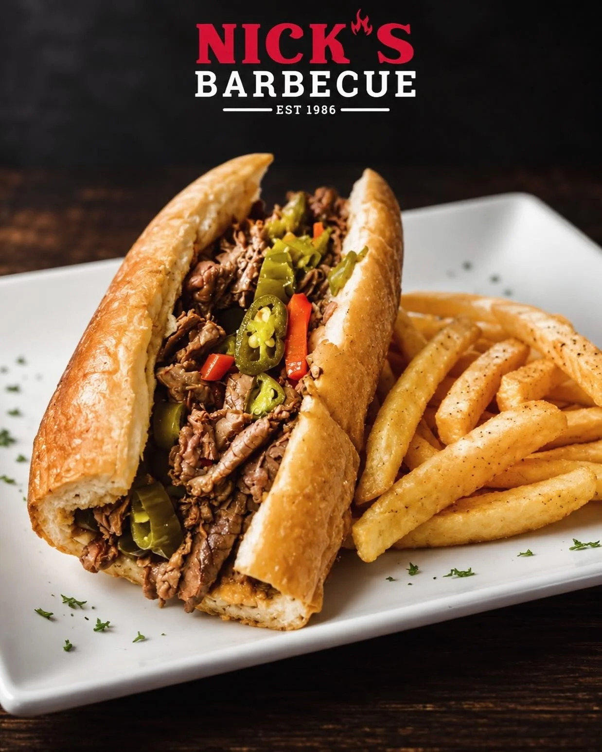 Italian Beef &amp; Fries on special this month‼️ 
&bull;
&bull;
#nicksbbq #burbank #alsip #tinleypark #homerglen