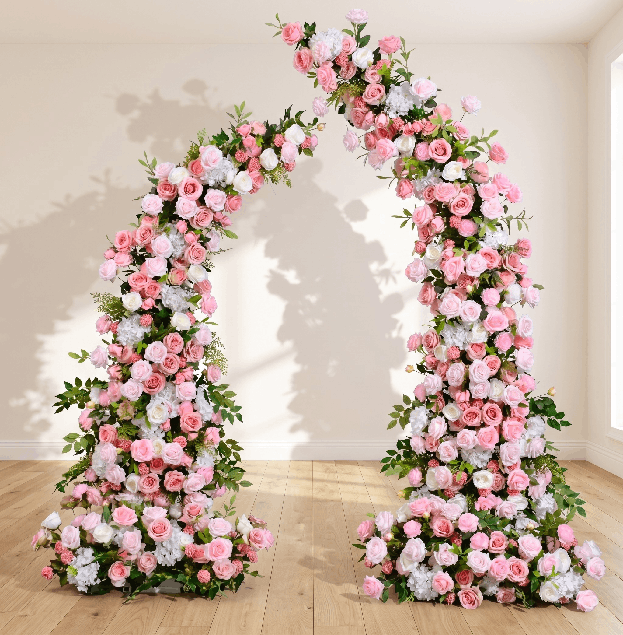 Blush & Pink Rose 3D Silk Flower Arch with Frame