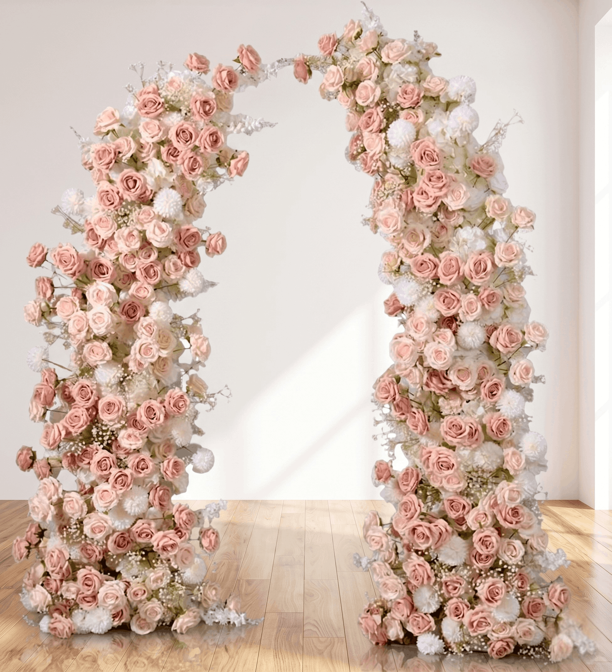 Champagne & Blush 3D Silk Flower Arch with Frame