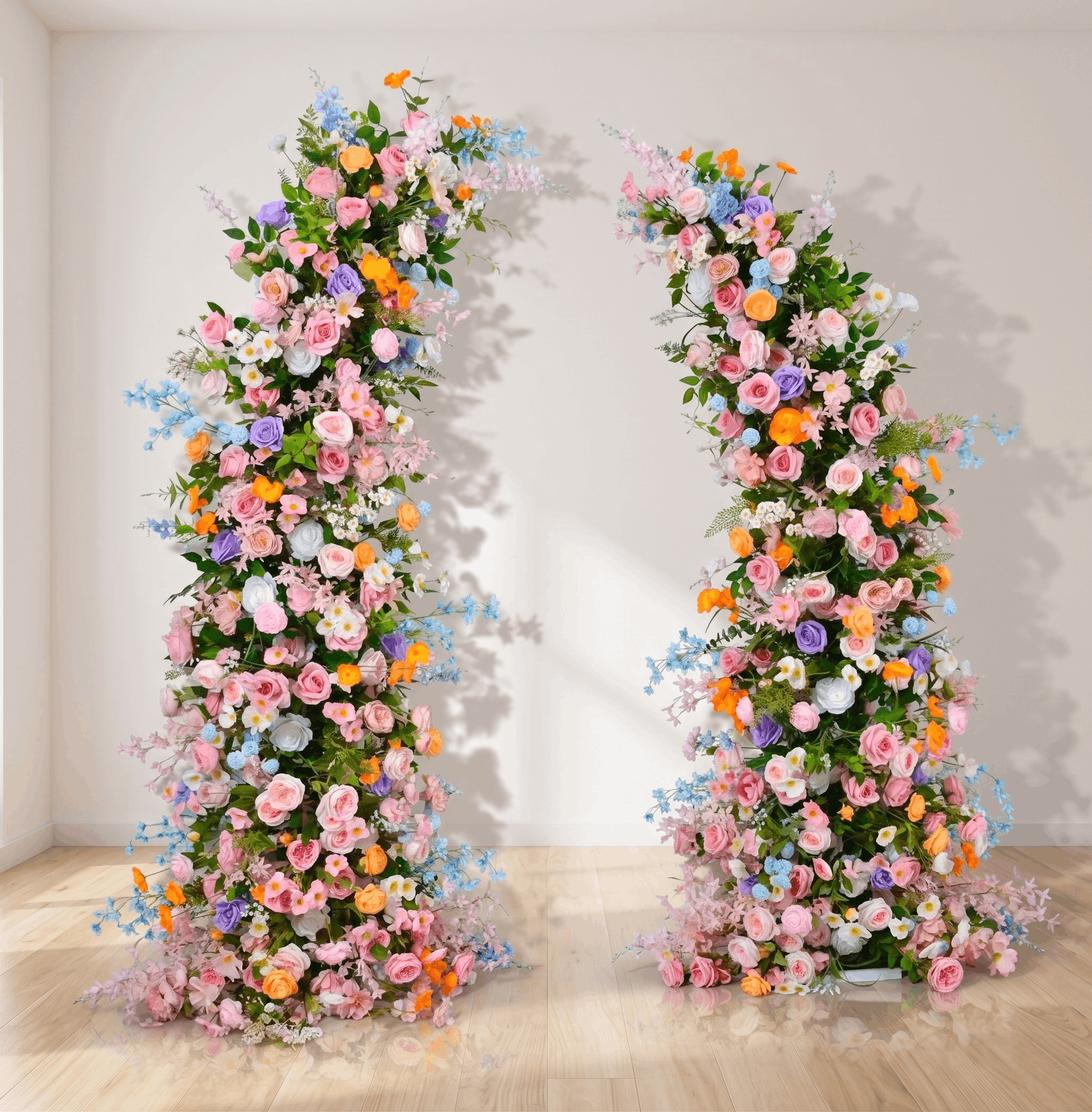 Pastel Rainbow 3D Silk Flower Arch with Frame