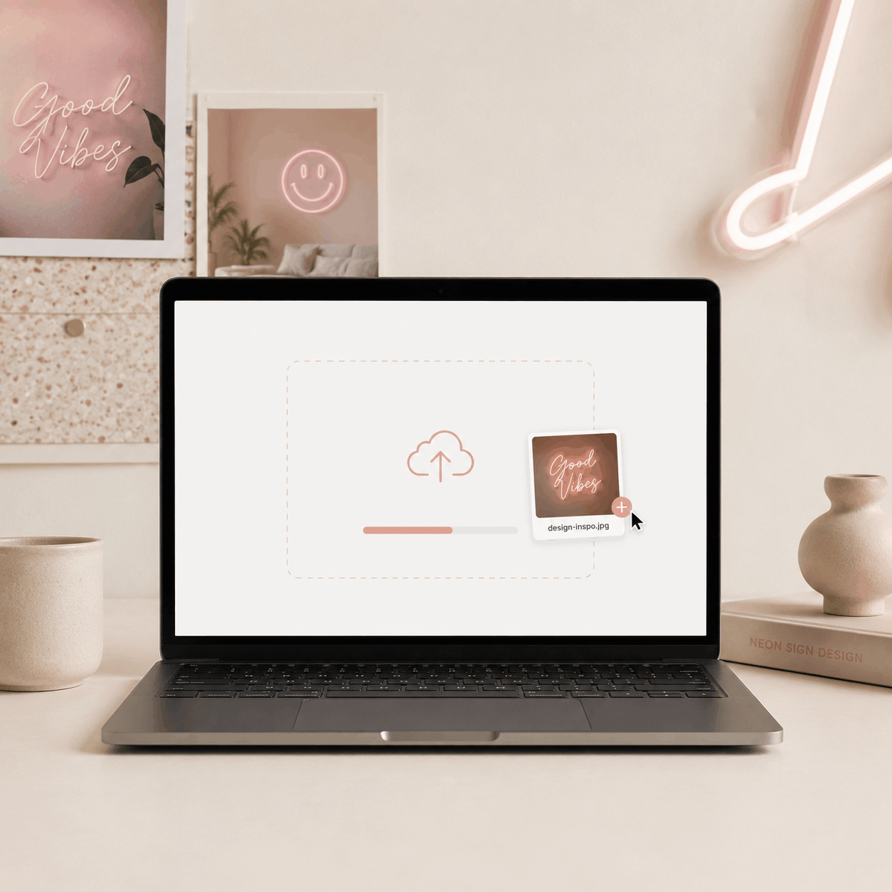 Uploading a design or inspiration image to request a custom neon sign quote