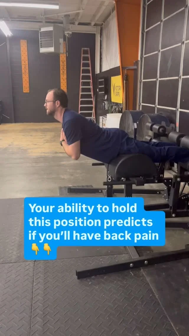 Being able to stabilize and hold the spine in extension is essential for eliminating back pain!
New studies are showing that your risk for back pain goes down significantly the longer your are able to hold this exercise.
Put this exercise in your