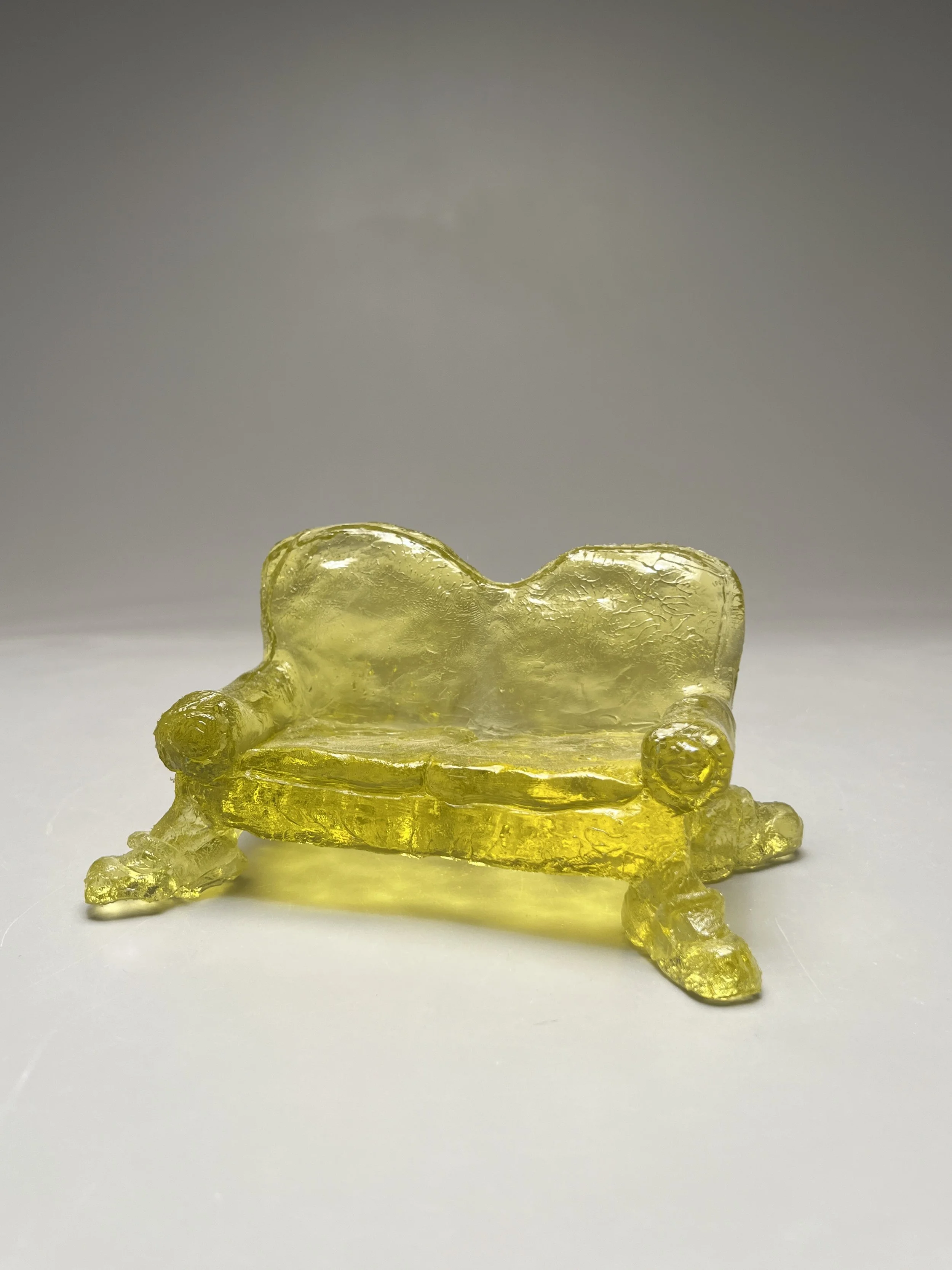 Yellow Couch, 6"x6"x2", resin sculpture, 2024