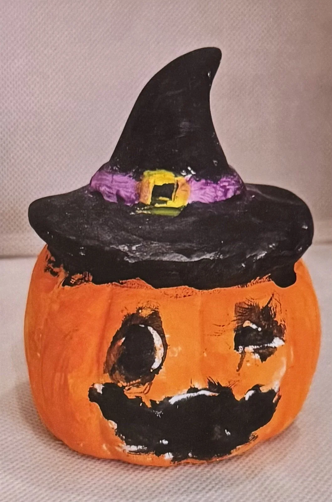 Patrick Harrison - Halloween Pumpkin (2025) - Acrylic on plaster - This was a fun Halloween activity. I wanted to use classic pumpkin and witch colours.