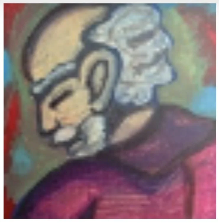Rollin Thornton - The Collector (2026) - Acrylic on canvas - This is one of three artworks that are in a series I call 'DND and friends'. An acrylic work depicting how I see my friend's characters. In a world where you can't see them by game design, 