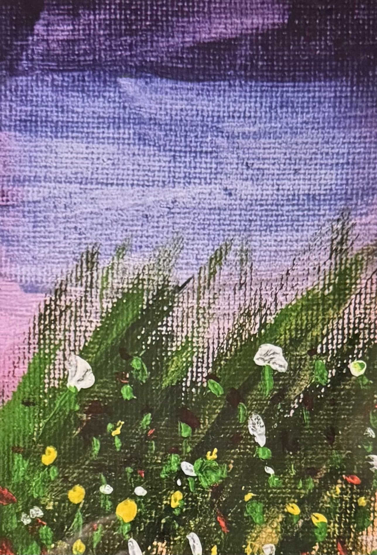 Patrick Harrison - Landscape Field (2025) - Acrylic on canvas - We decided to do some fun family art.