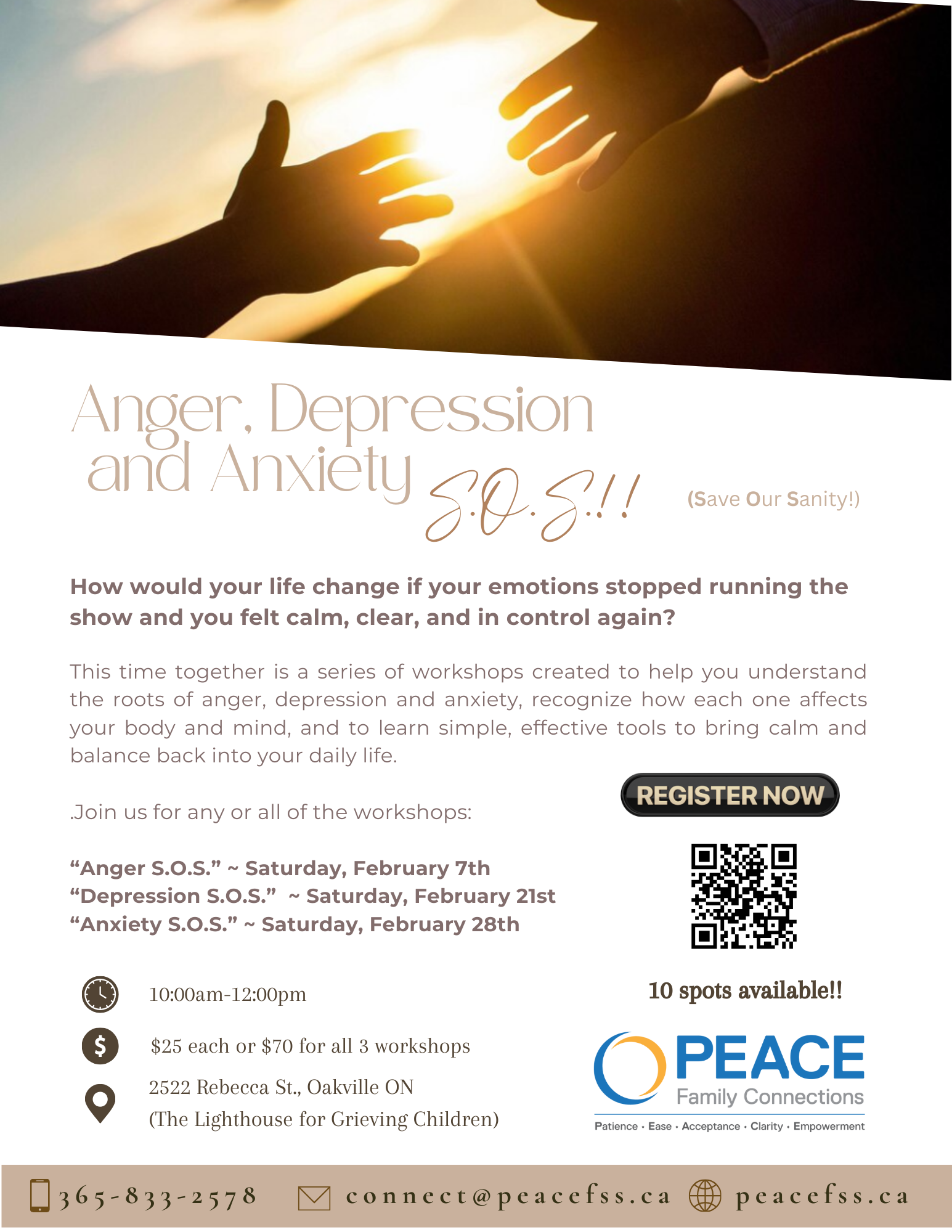 Anger, Anxiety and Depression S.O.S. Workshops