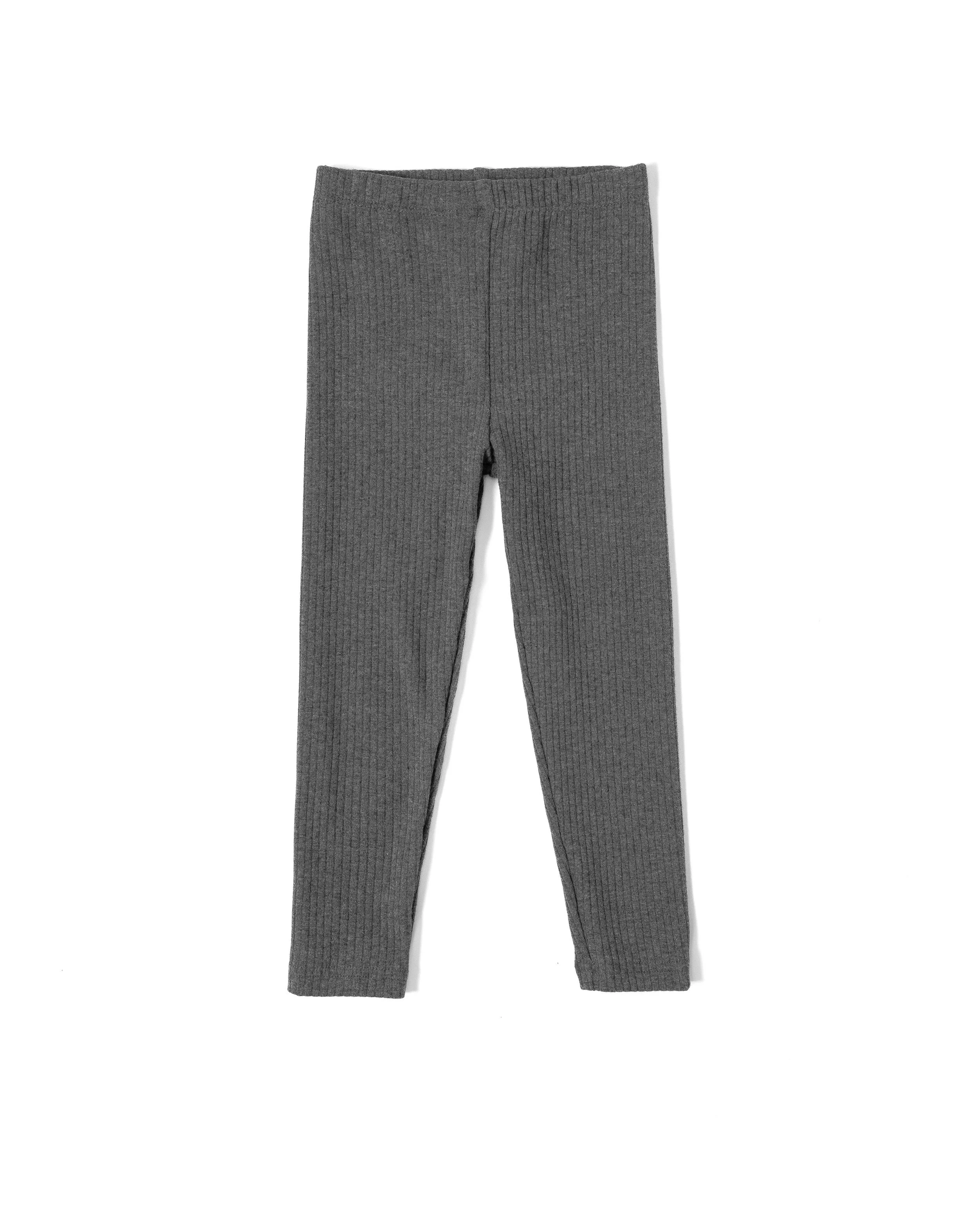 Gray Wide Ribbed Leggings
