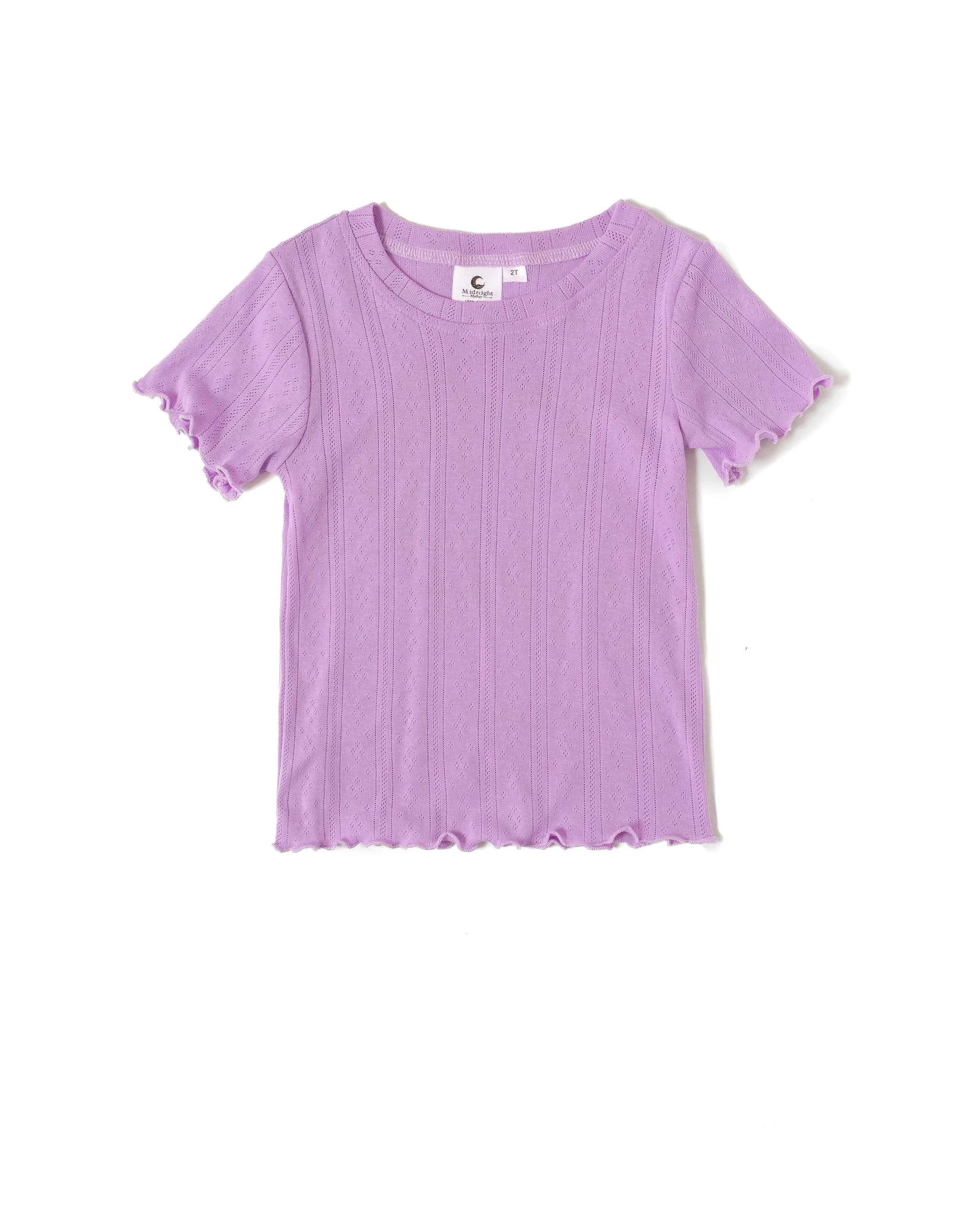 Violet Pointelle Lettuce-Edge Tee