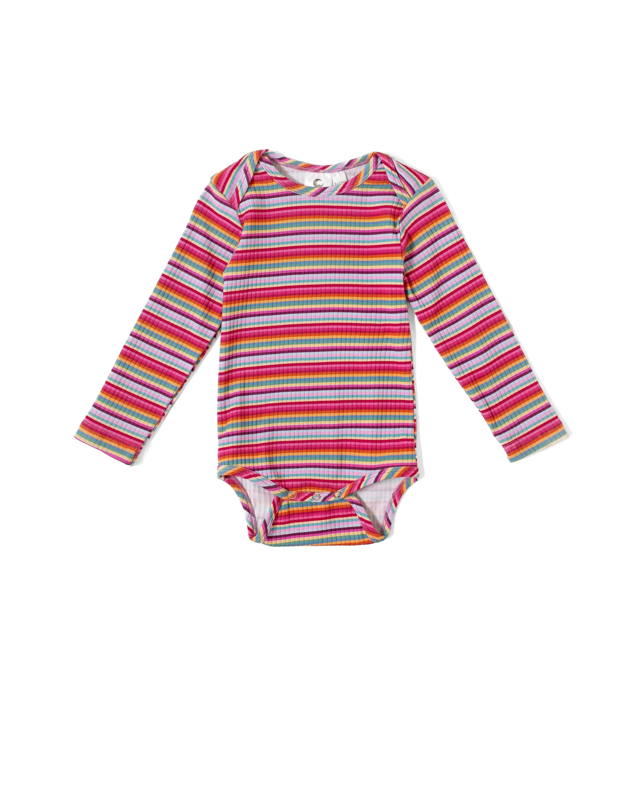 Rainbow Striped Long Sleeve Onesie