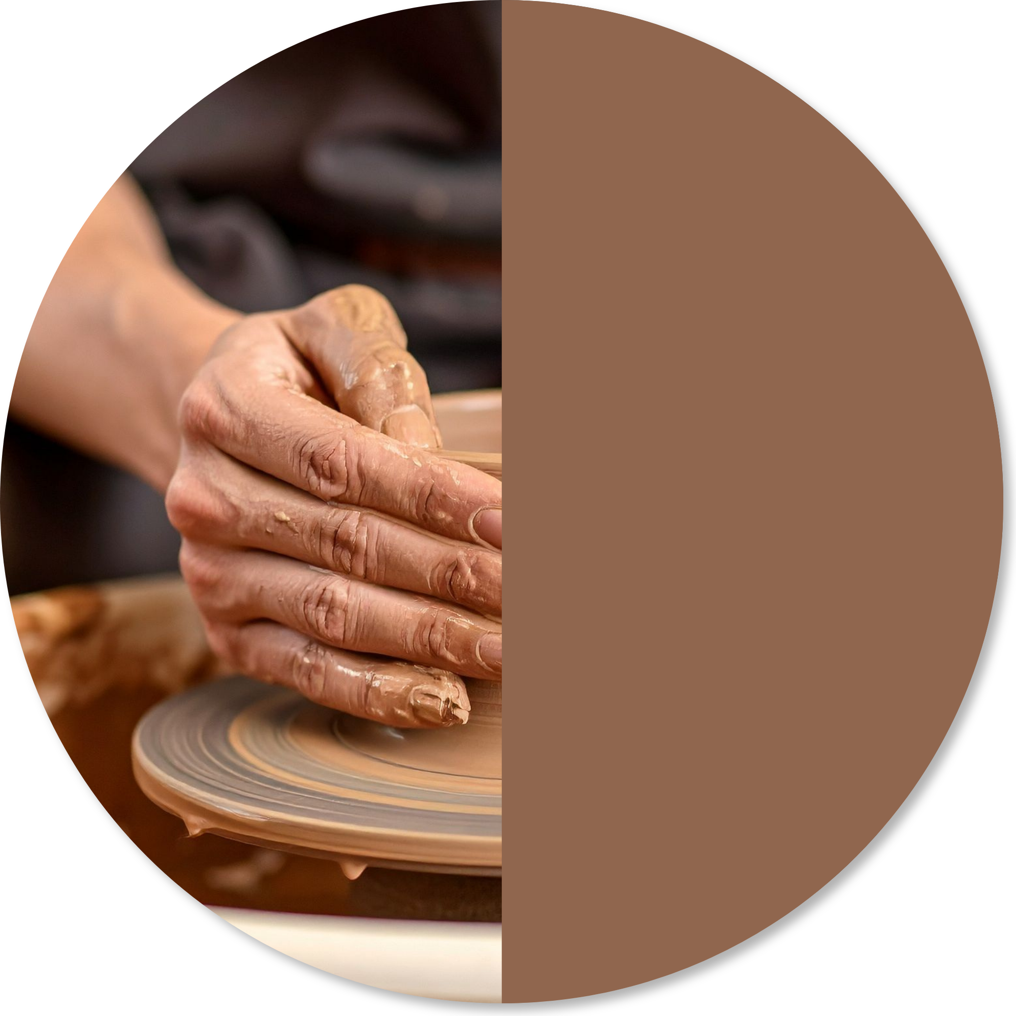 Hands shaping pottery on a wheel, representing recovery, creativity, and returning to meaningful activities after pain