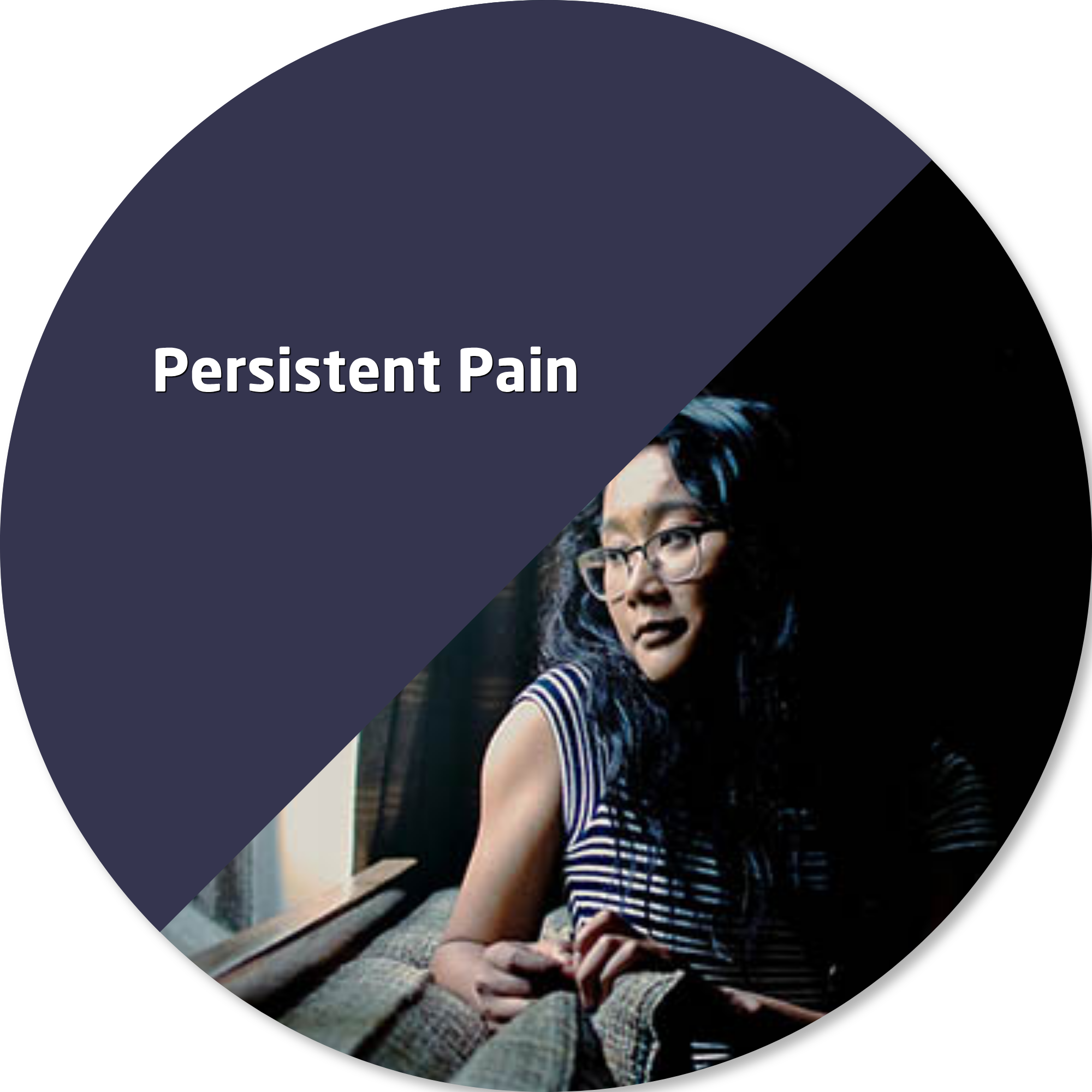 Person sitting alone in a dimly lit room, representing persistent pain symptoms, emotional overwhelm, fatigue, and the impact of chronic neurological conditions