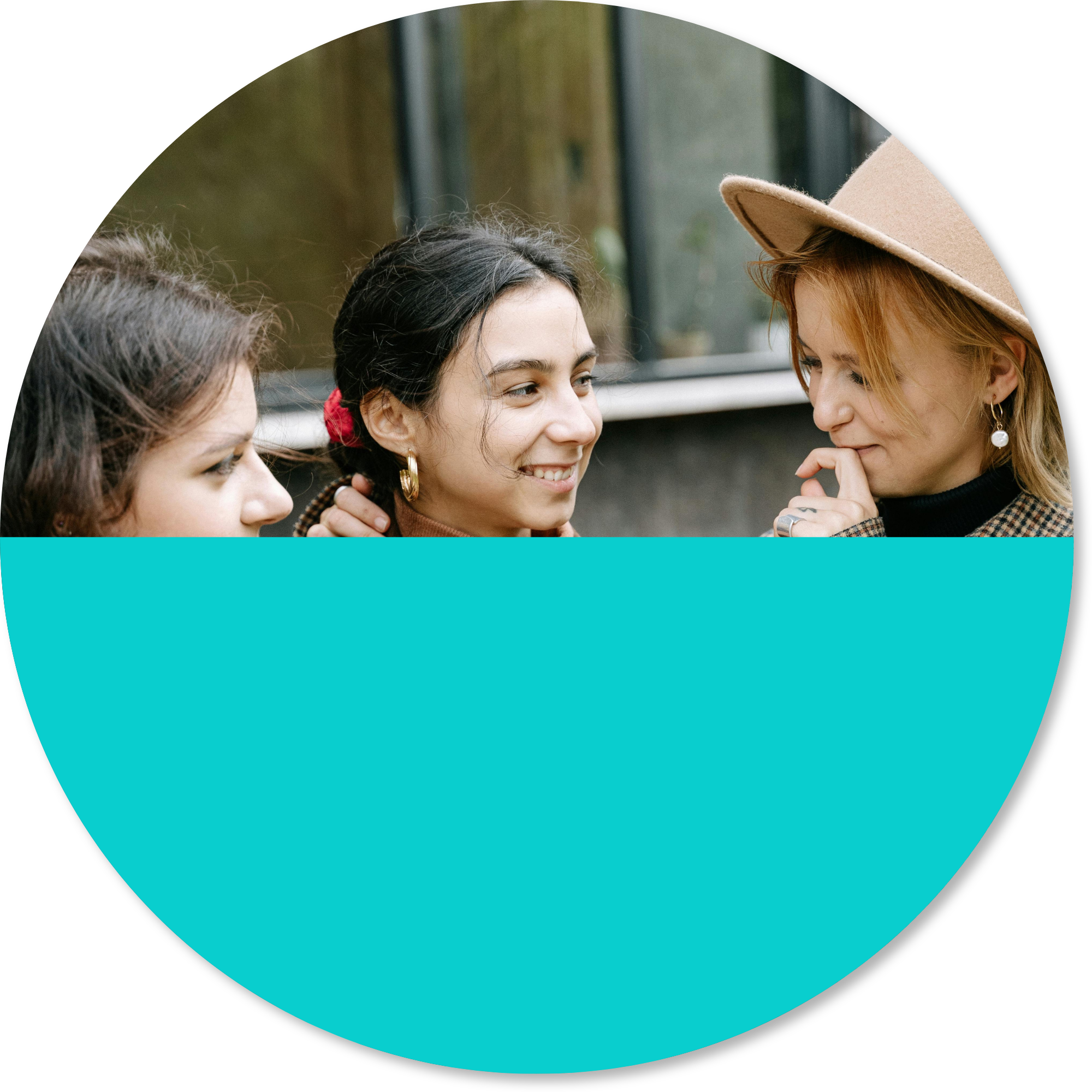 3 women having a supportive conversation