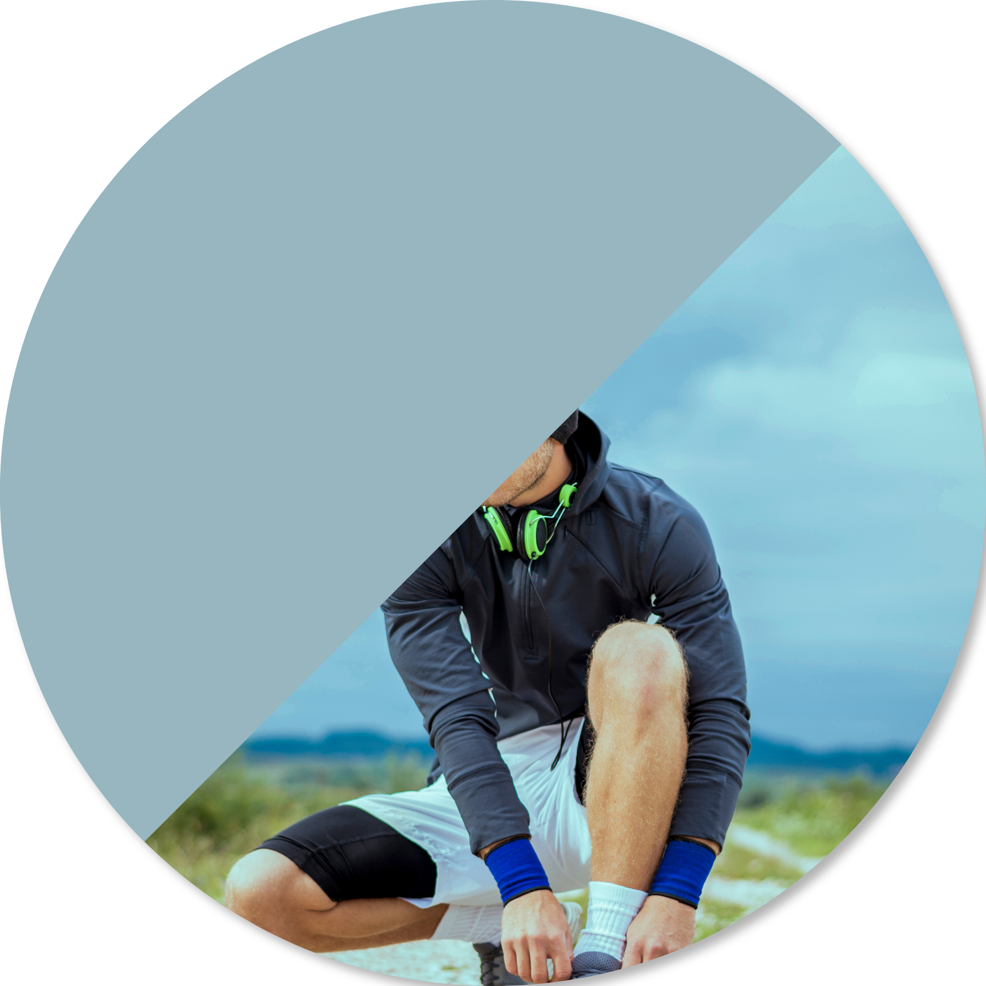 A person outdoors tying their shoe before exercise, representing returning to meaningful activities, rebuilding confidence, and improving wellbeing through movement and participation.