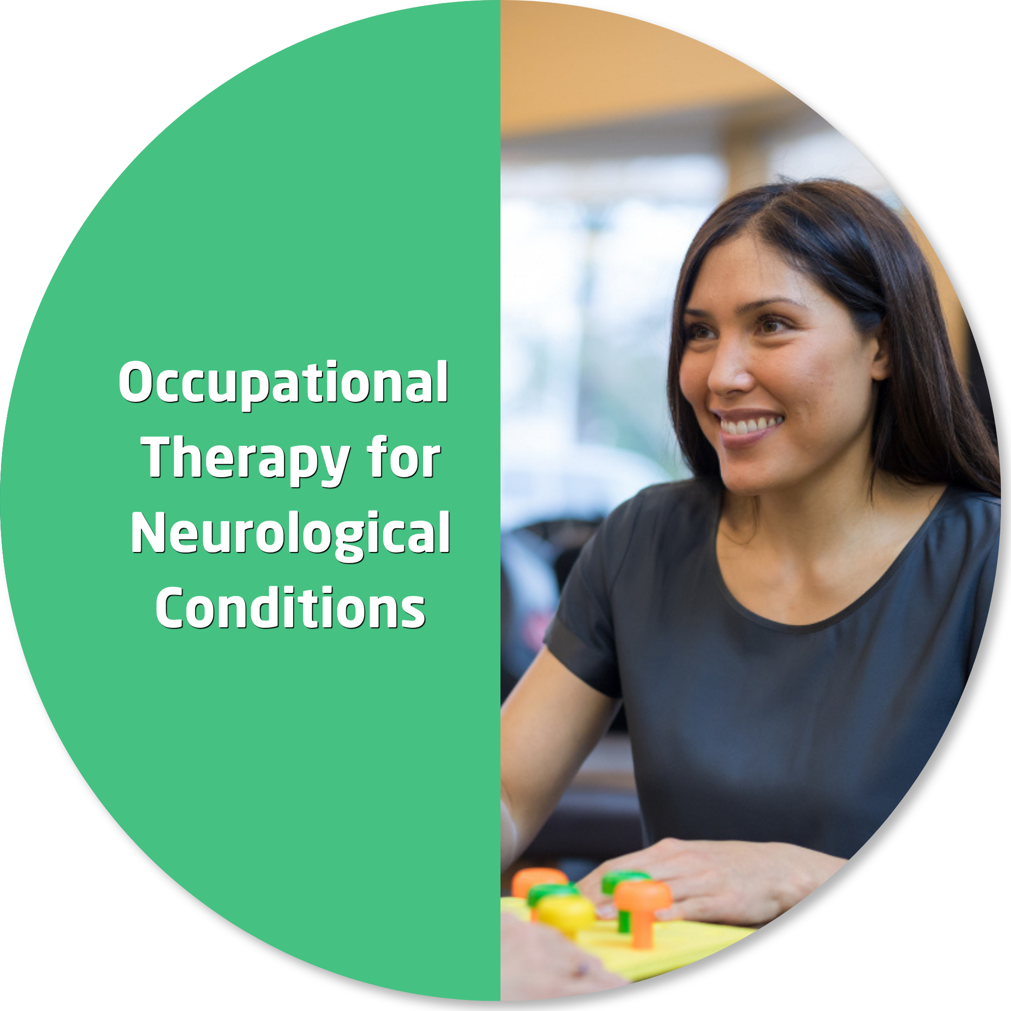 Occupational therapist working with a client during a neurological rehabilitation therapy session