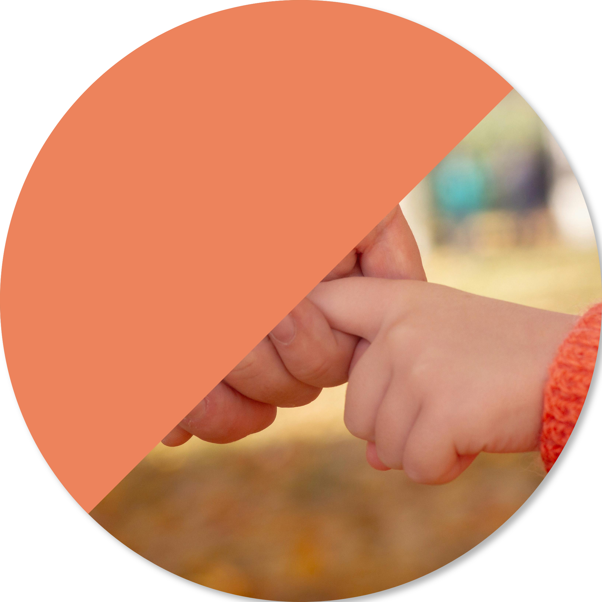 A child holding an adult’s hand outdoors, symbolising comfort, safety, and supportive care for children living with persistent pain