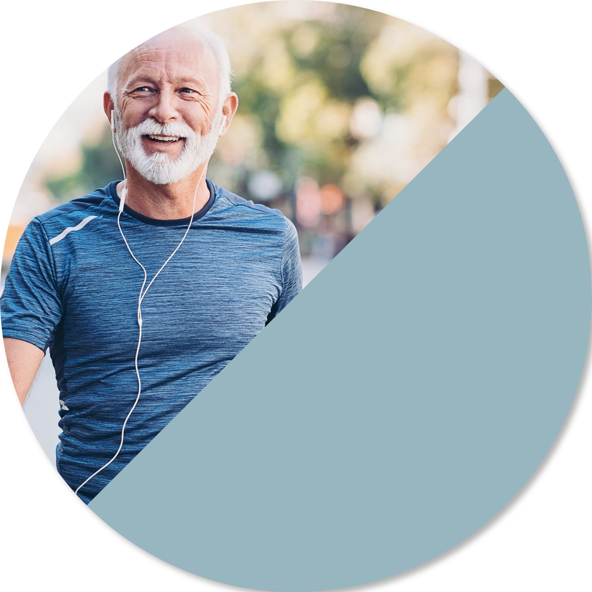 Gentleman out walking with headphones
