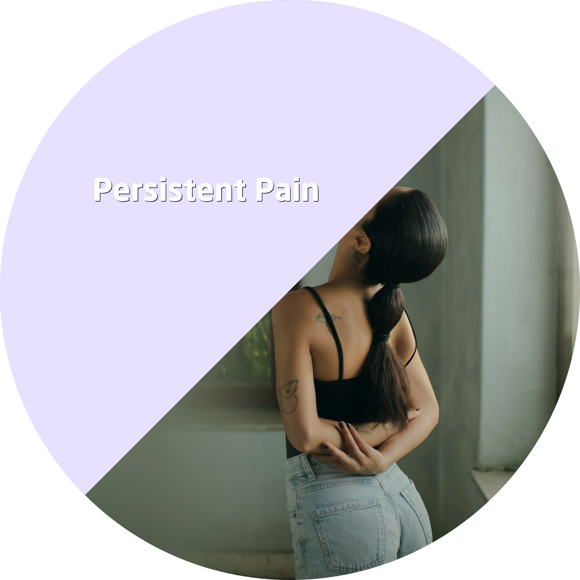 Person standing near a window performing a gentle stretch to support movement and recovery while managing persistent pain
