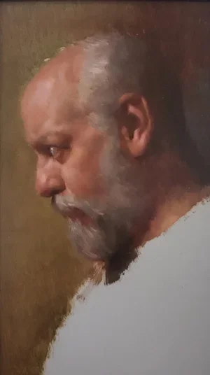 6. “Self Portrait (Side View)” Oil on Panel 12” x 6”  $1000