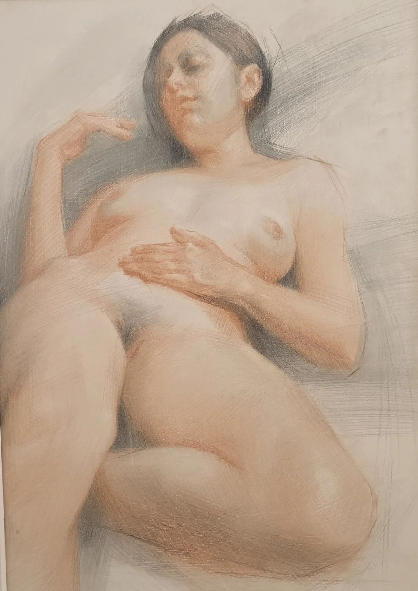 “Reclining Nude”  Trois Crayon on Paper 18” x 13” Rachel Pierson $1000