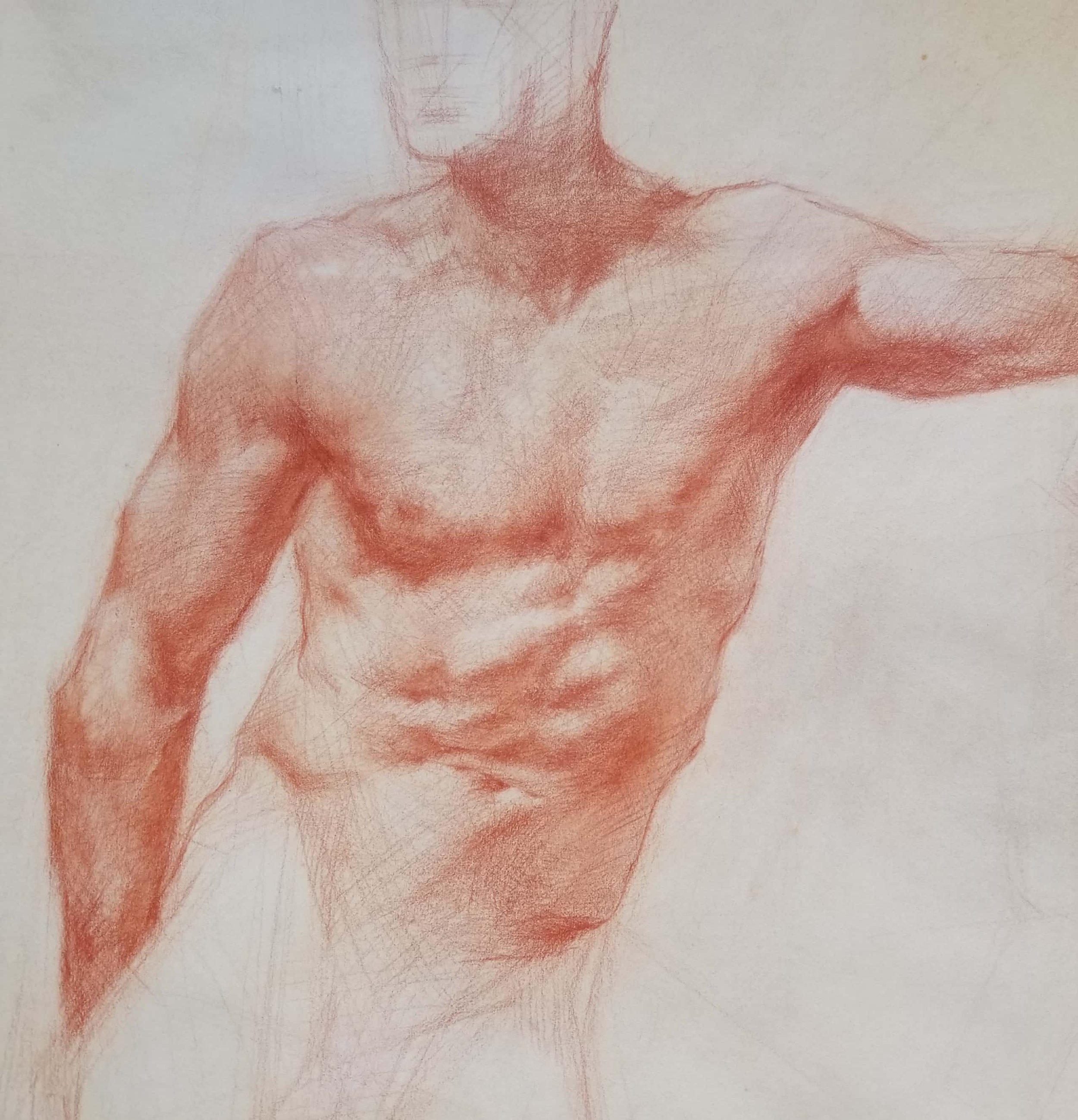 "Red Chalk Torso" Red Chalk on Paper  Rachel Pierson $800.00
