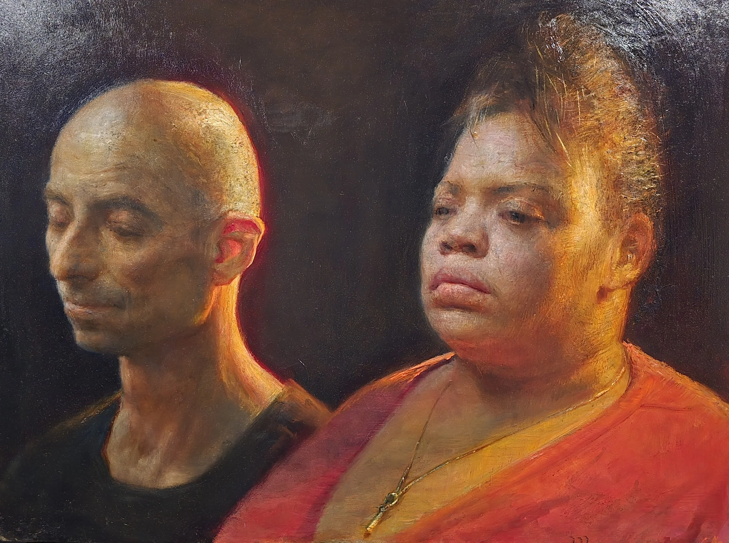 "Kim and Yves" Steven Assael Oil on Panel		18x24 $22,250.00