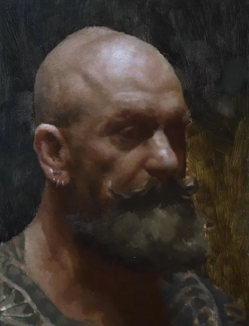 “Tattoo Head Study” Oil on Panel 8" x 6" Darren Kingsley $1000