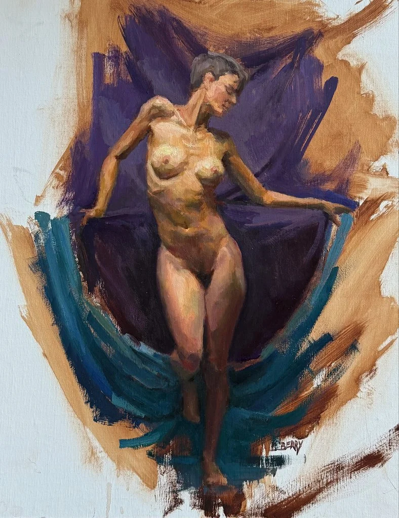 "Danny in Violet" Oil on Linen Panel 20" x 16" Barbara Berry $1160