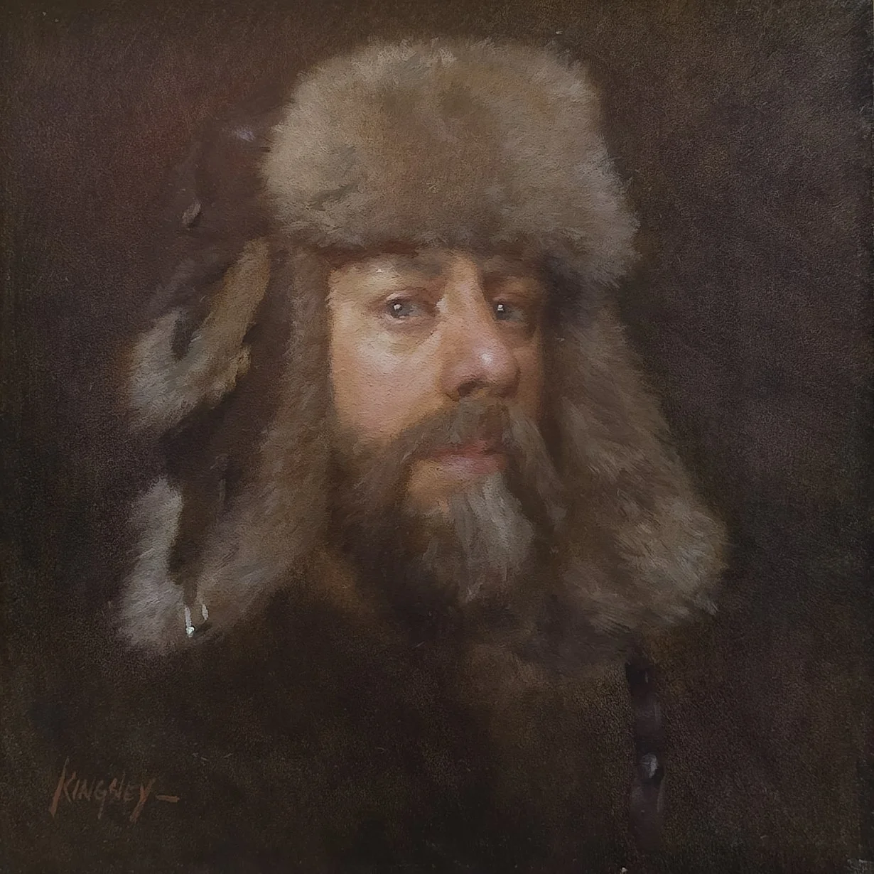 78. Self Portrait (Fur Hat) 12” x 12”
Oil on Panel
$800