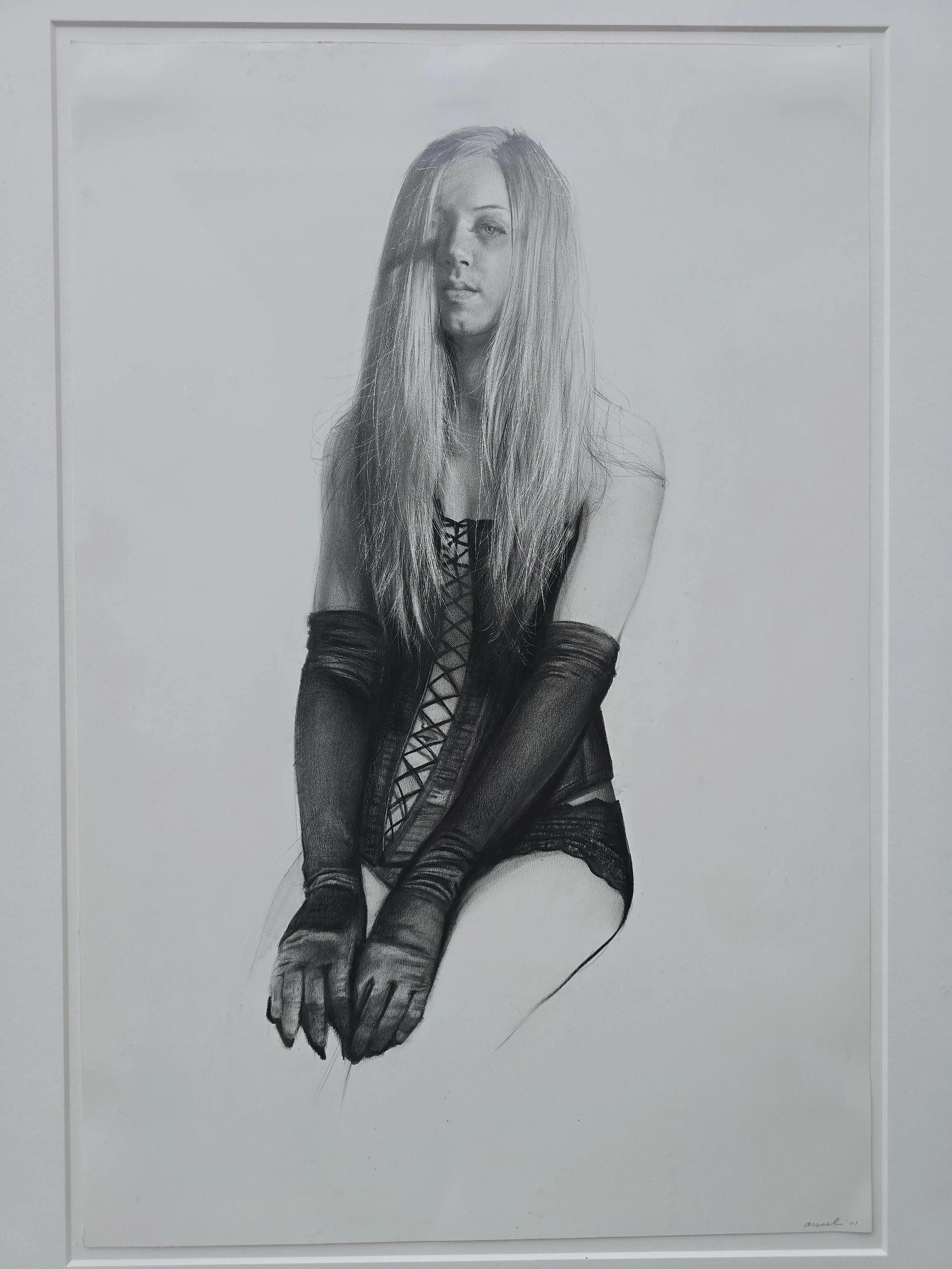 *SOLD*"Rennie with Gloves and Corset" Steven Assael	Graphite on Claycoat 20x13 1/4	$1,250.00