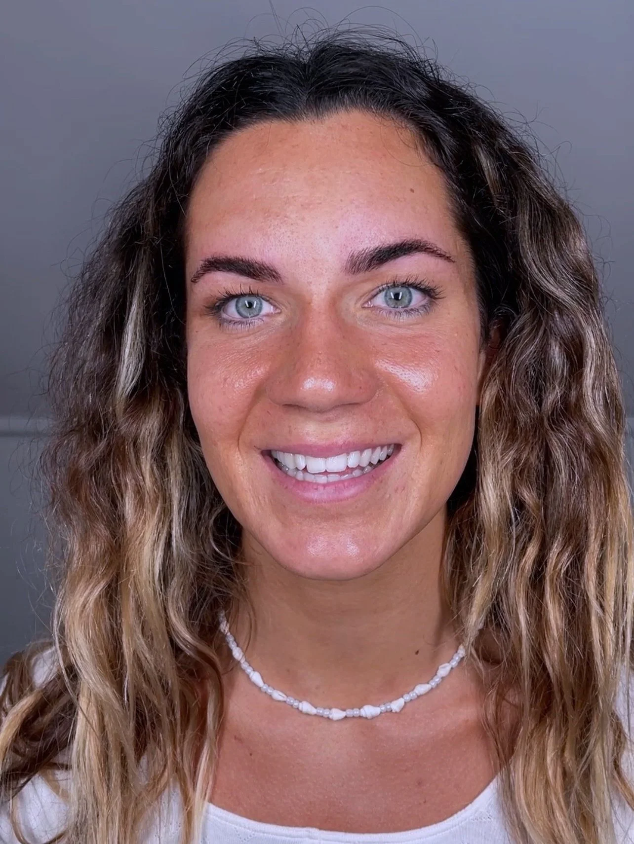 Picture of woman with microblading, cosmetic tattoo on eyebrows