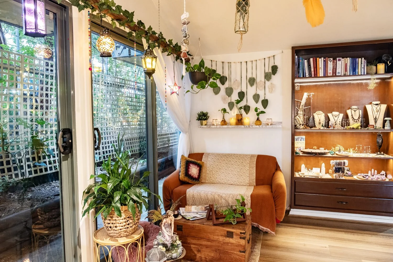 Cosy corner at the Cosmic Mana dreadlocks salon in Sydney