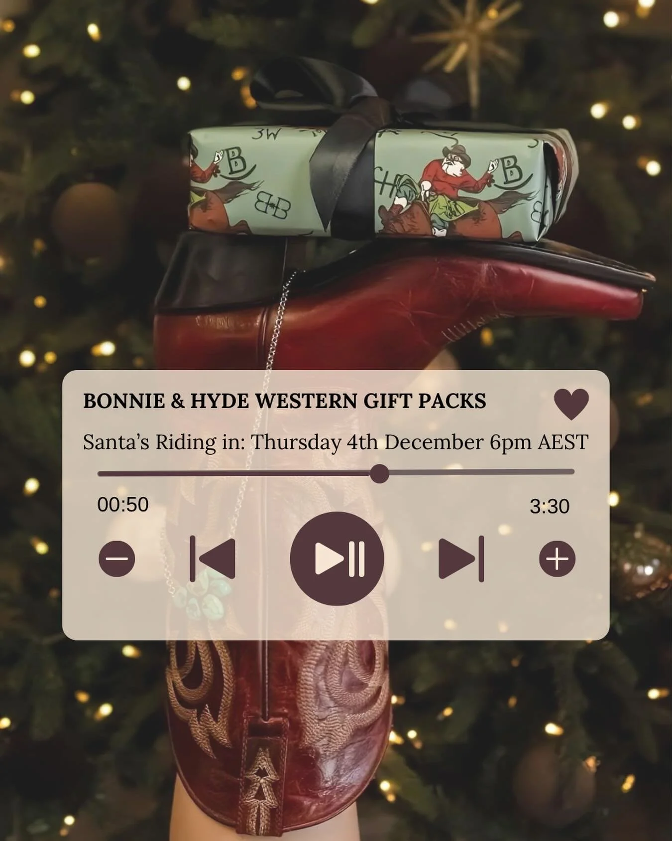 🎄THE WESTERN CHRISTMAS GIFT PACKS ARE RIDING IN TOWN 🎄 

Dropping 4th December at 6pm AEST &amp; they&rsquo;re stacked with HUGE discounts.

These packs are loaded with your favourites + never-seen-before goodies, perfect for Christmas gifting (or 