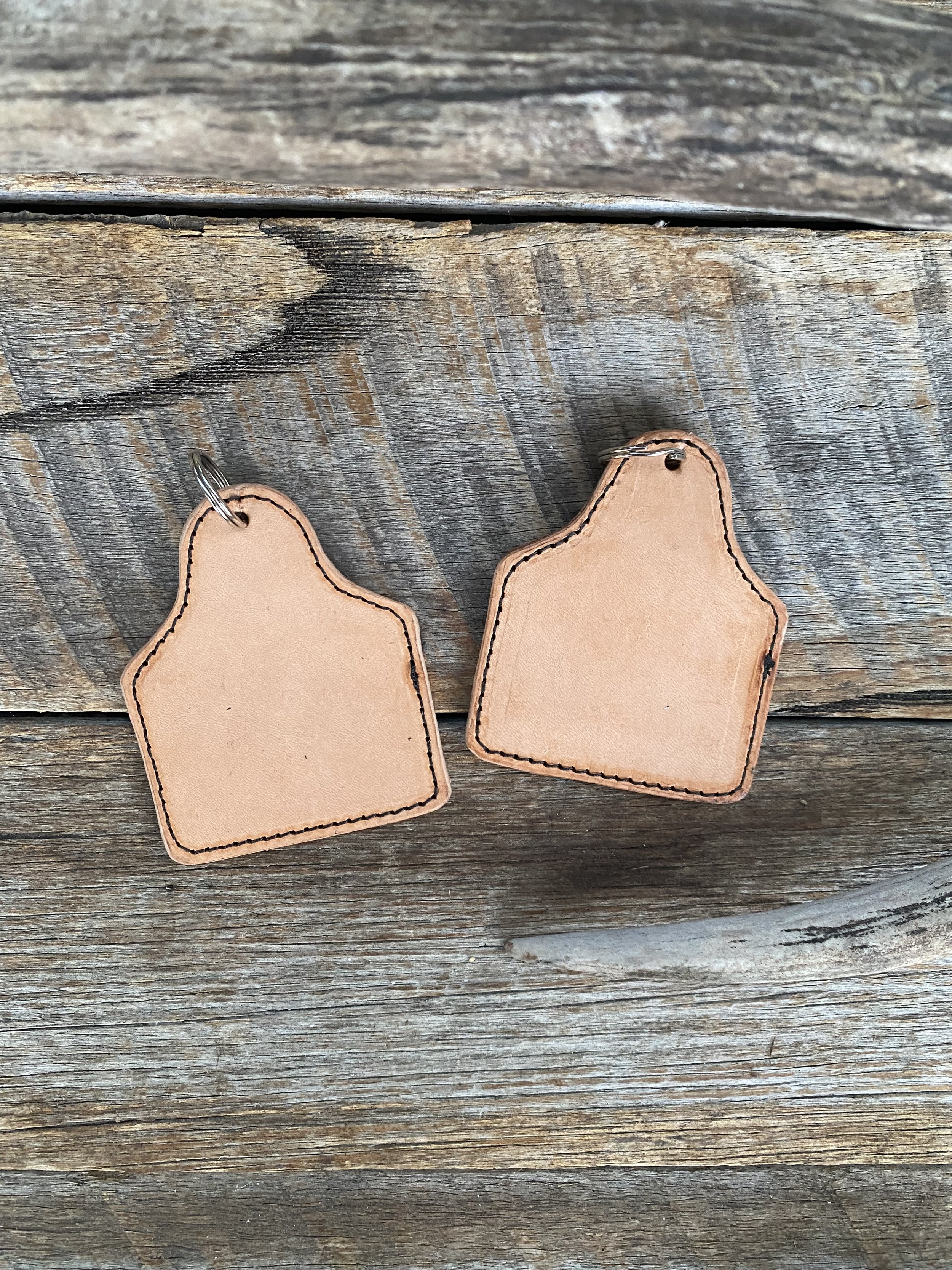 Leather Cattle Tag Keychain