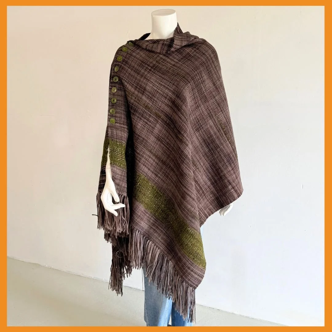 Thank you for all your lovely messages about the Winter Harakeke (NZ native flax) Buttoned Wrap! It has now sold. 

This hand-dyed and hand-woven wrap was my entry in the @taranaki art awards.  The green patterned section is lovely thick and thin han