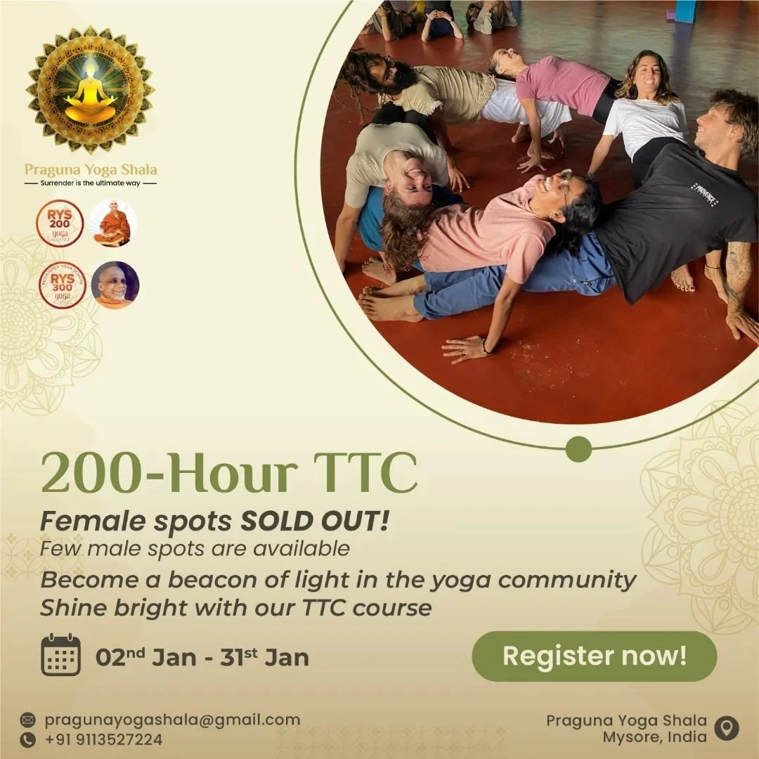 TTC200 January 2-31: Limited spots available for males! 
Females are SOLD OUT, but we still have openings for men to join this exclusive experience. 
Don&rsquo;t miss your chance &ndash; book your spot today!

#pragunayogashala #yogajourney #yogafora