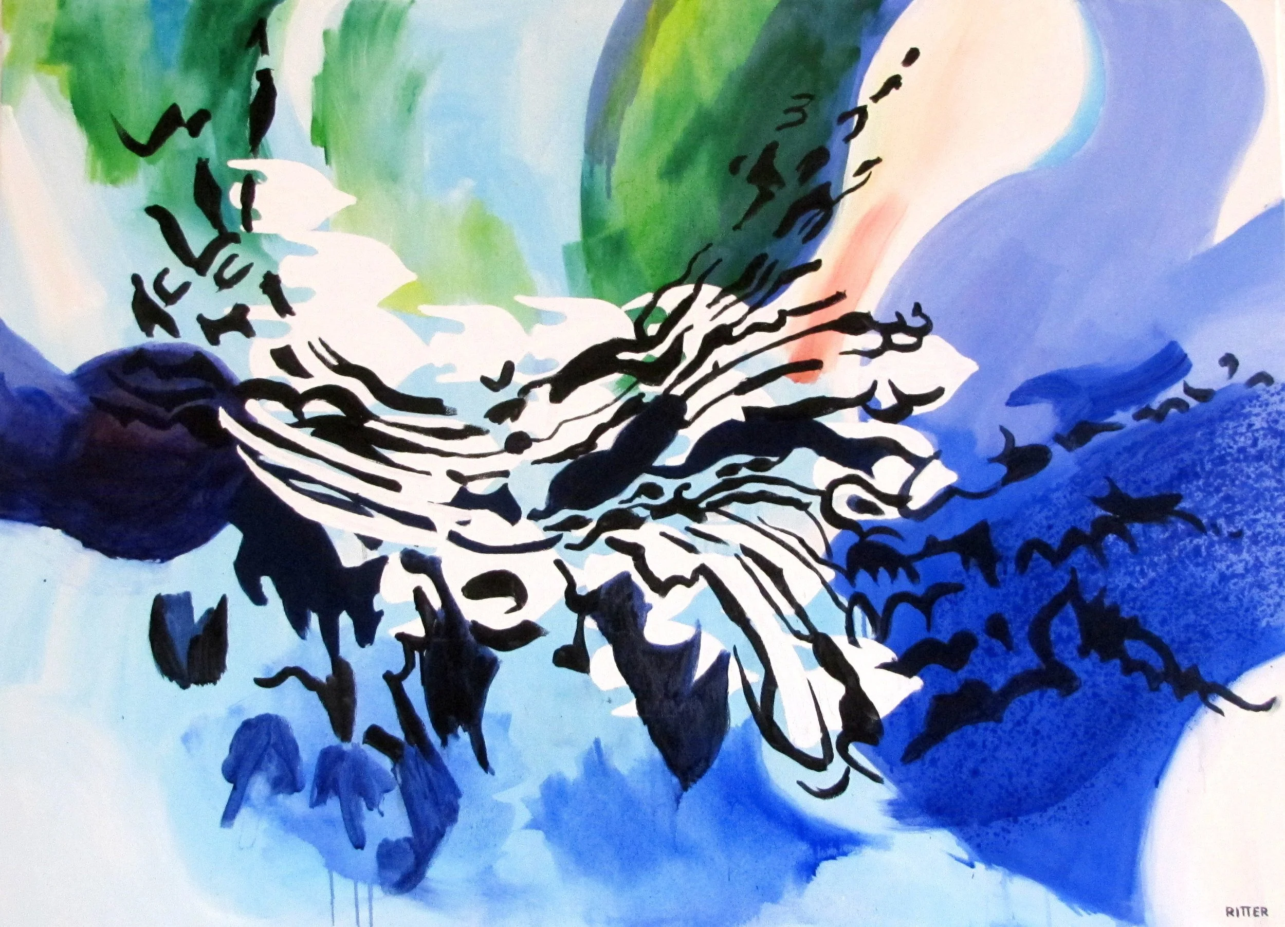 Lapislazuli, 2025, Acryl, Öl auf Leinwand, 80 x 110cm