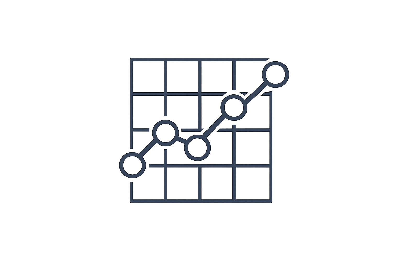 Line graph with circles showing an upward trend overlaid on a grid.