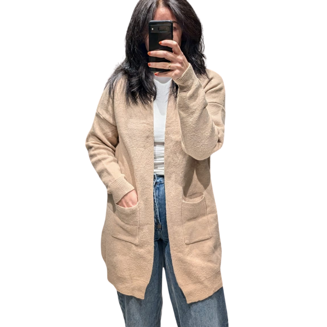Cardigan boyfriend en tricot de couleur unie