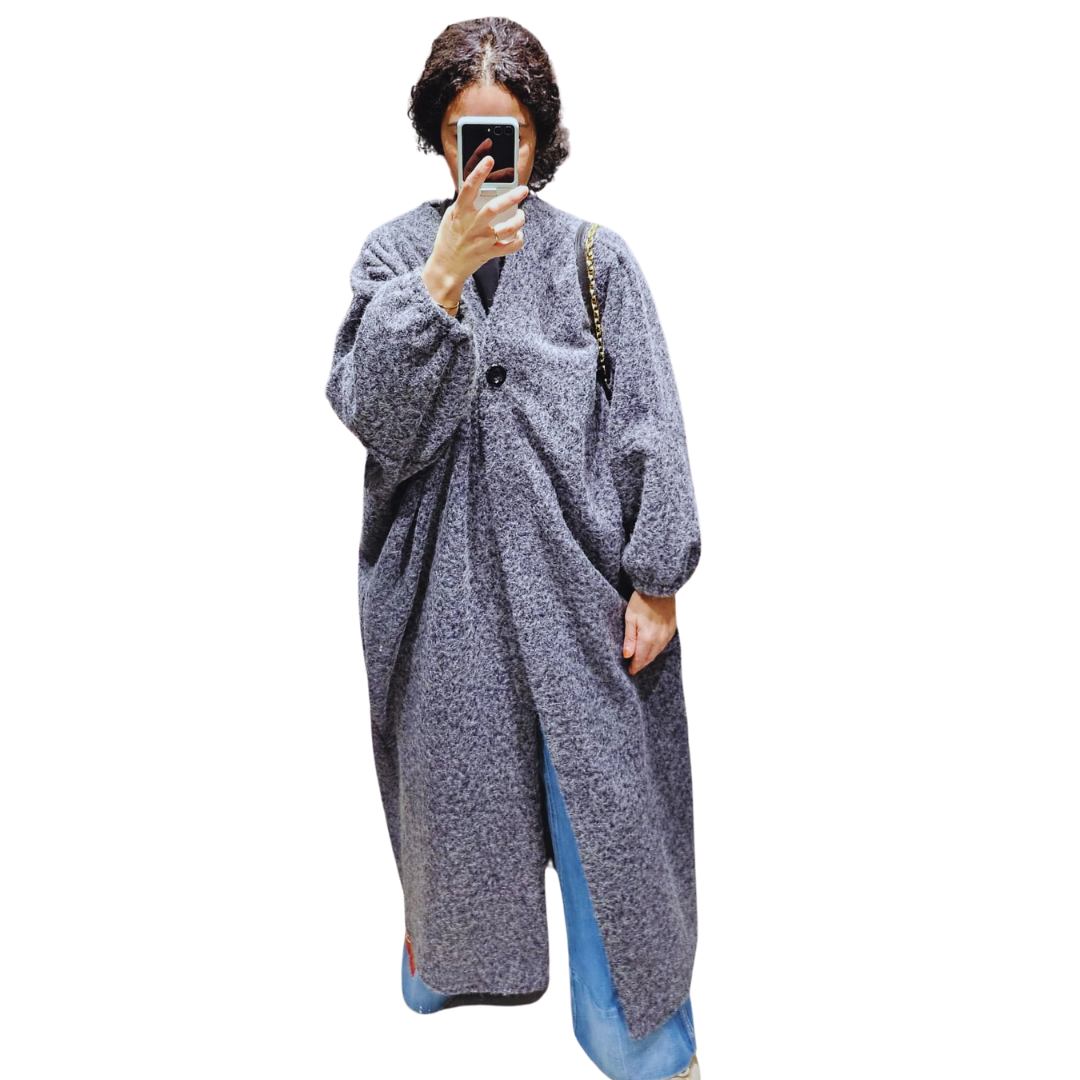 Gilet long effet laine bouclé