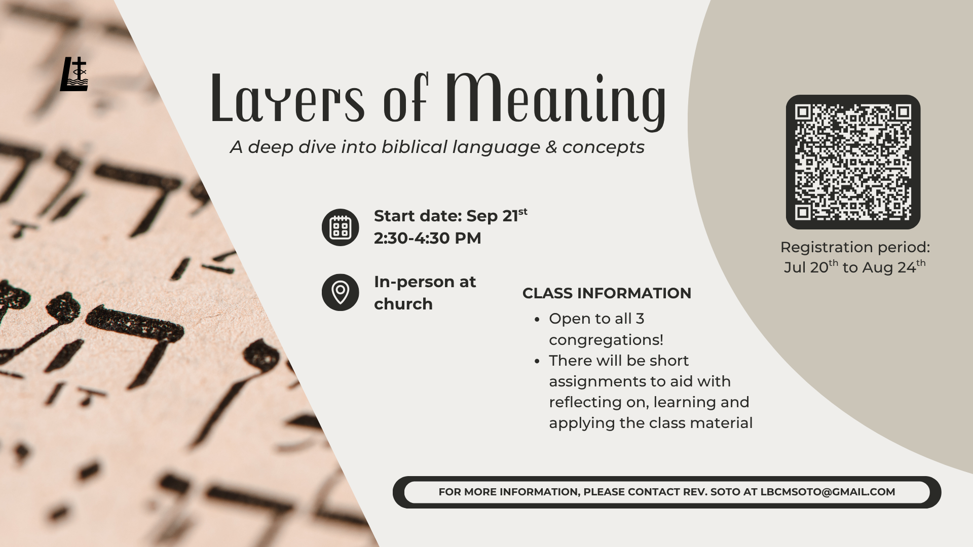 Layers of Meaning: A deep dive into biblical language and concepts (Sunday School Class)