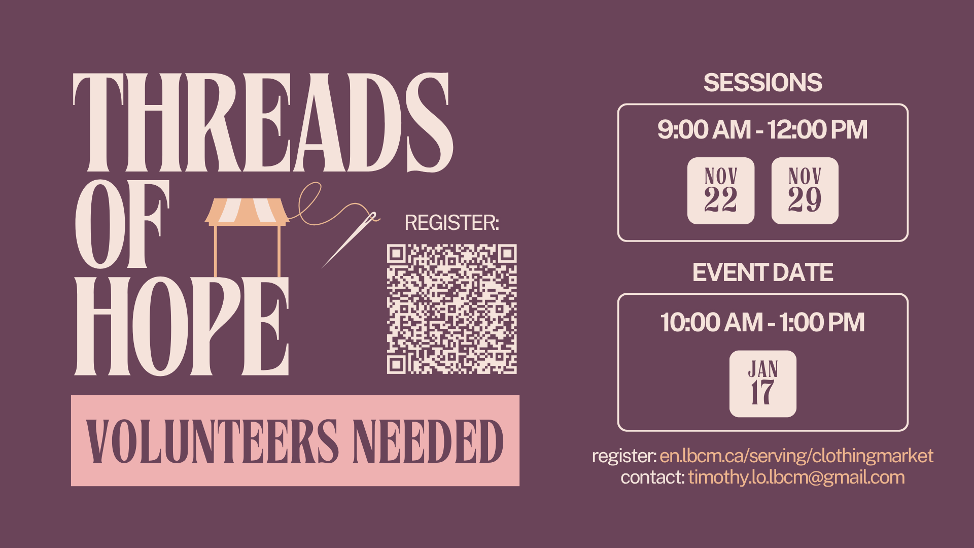 Threads of Hope Volunteer Sign Up