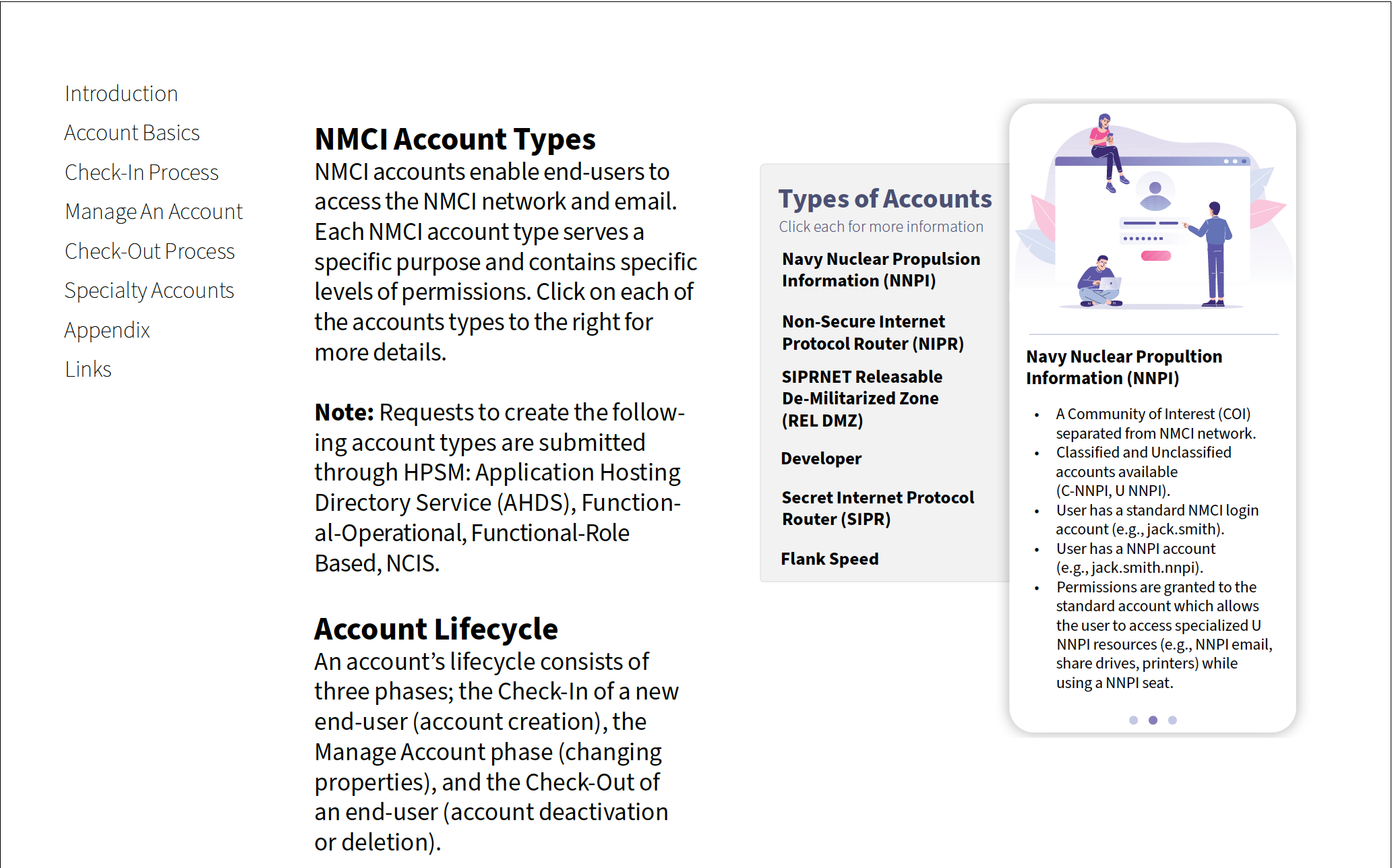 This is another example of how clickable boxes were used to provide additional information while keeping the document size limited. Here, the learner could click the title of an account type in the sidebar to learn more about it.

This example also s