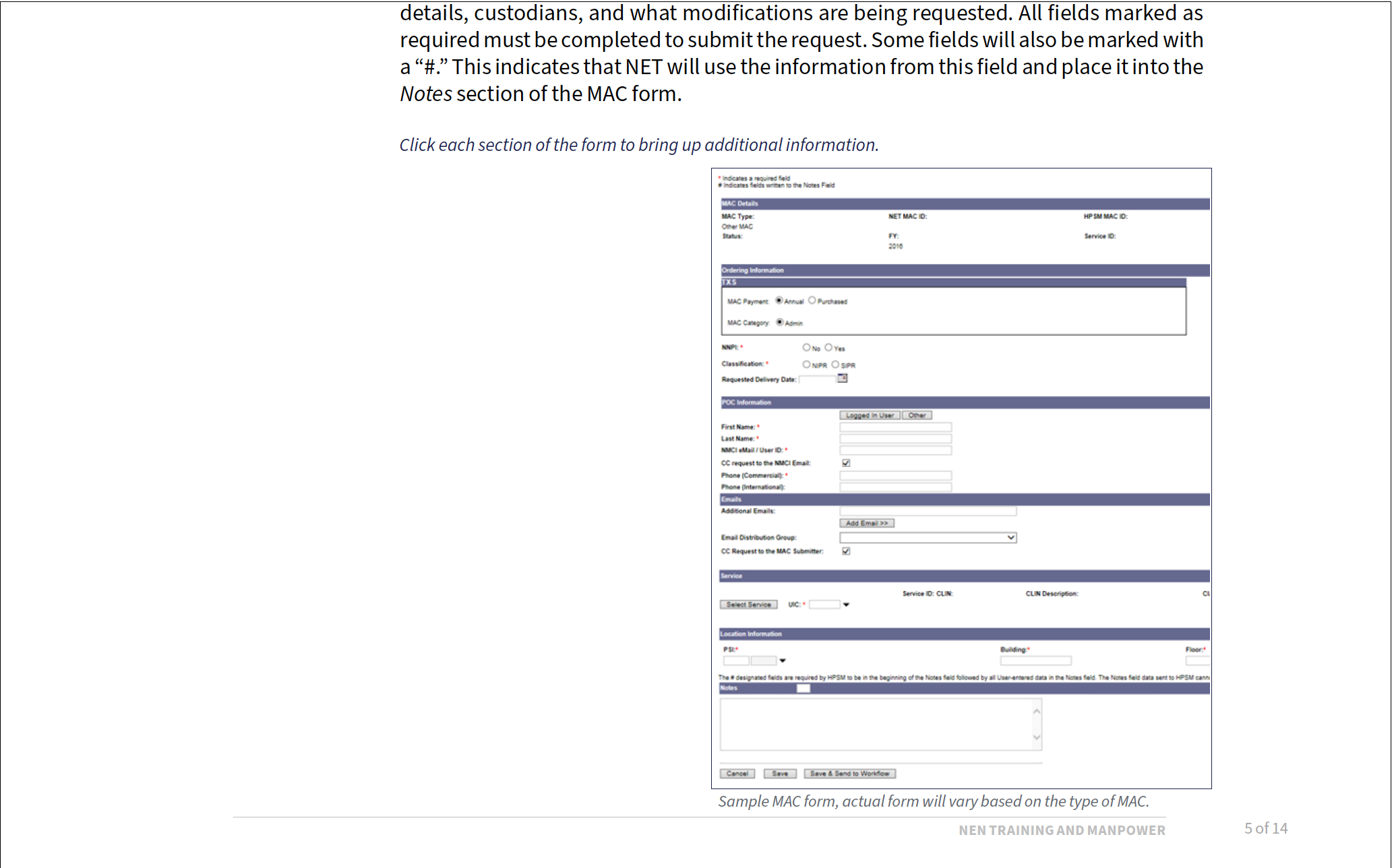 This example demonstrates another way to use clickable areas to show content. In both the HTML and PDF versions of this job aid, a pop-up was used so users could click on different parts of the form to learn more about each section. The pop-up was po